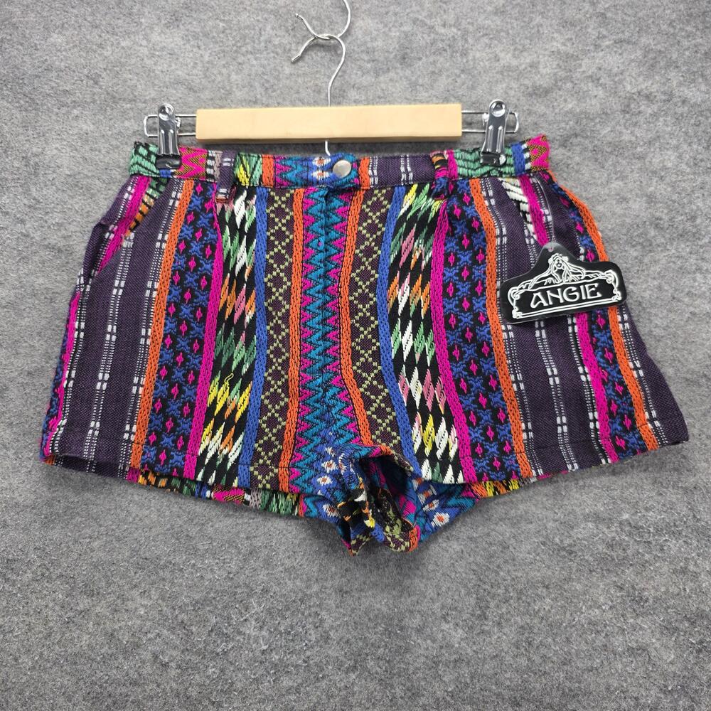 Angie Shorts Womens Small Boho Festival Aztec Woven Pattern Pockets